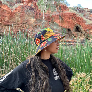 Juluwarlu Group Reversible Bucket Hat - Mrs Read (Native Flowers and Fruits)