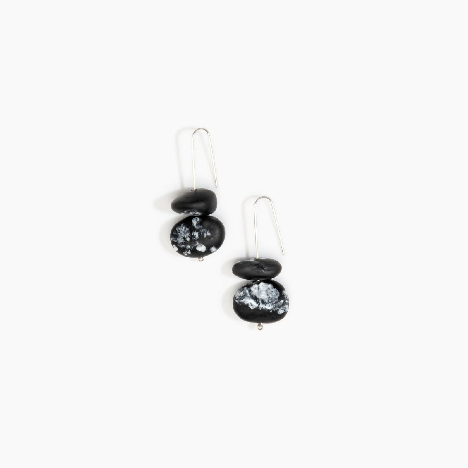 Dinosaur Designs Temple Earth Wire Earrings - Black Marble (Silver)