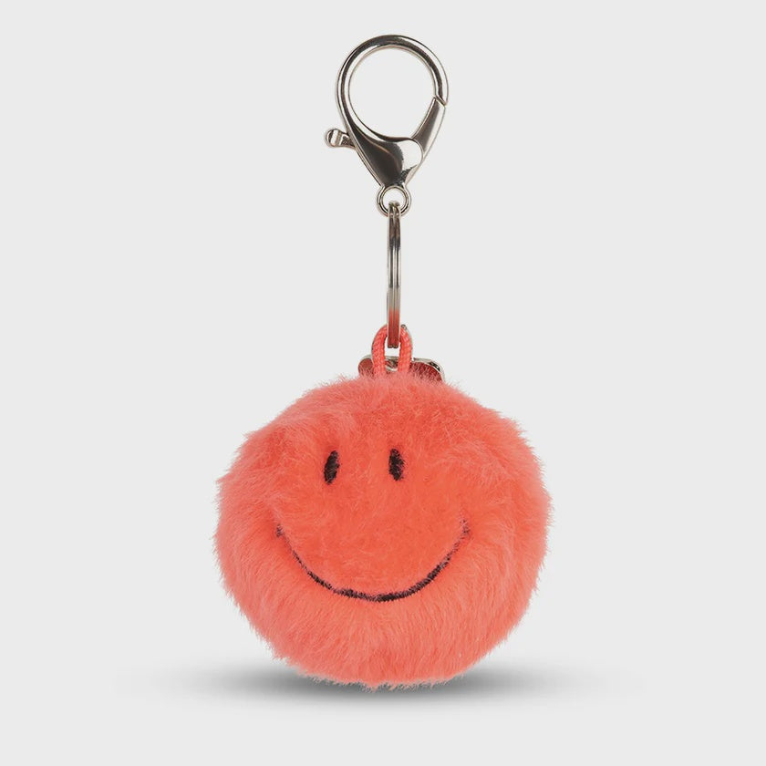 Bon Ton Toys Smiley Keychain ECO Fuzzy - Bright Coral