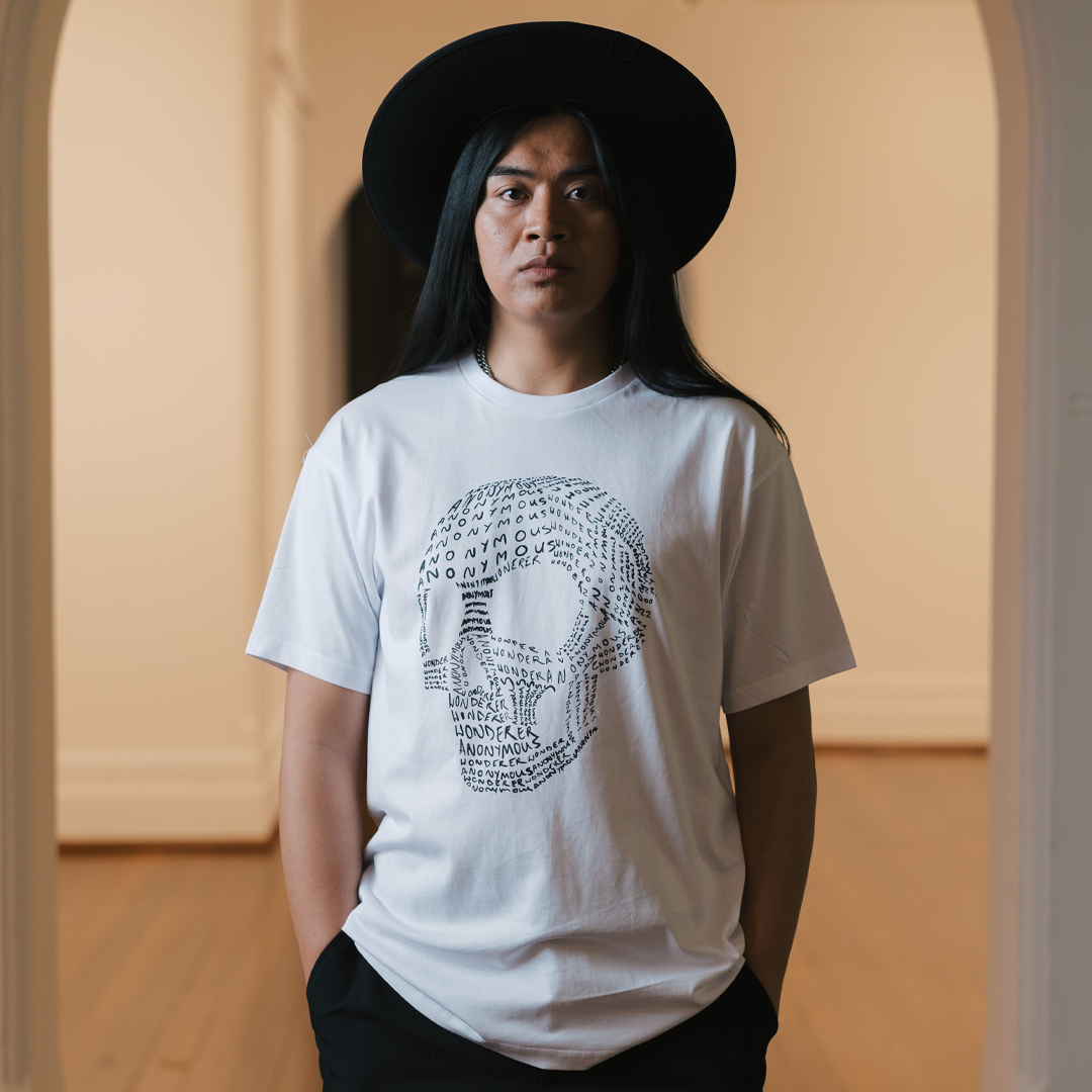 AGWA x NMTafe x Stormie Mills Tee - Letter Skull