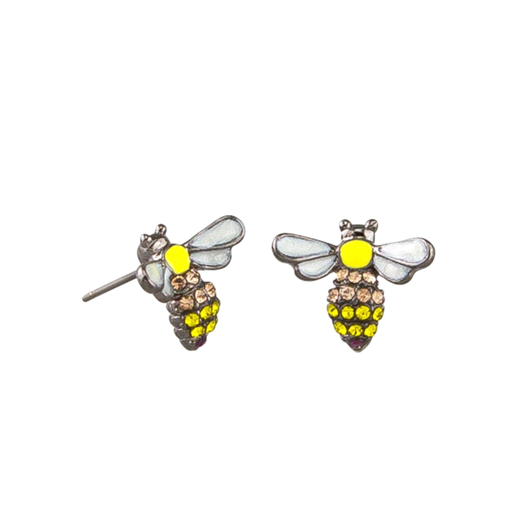 Bee Yellow & Pink Crystal Earrings