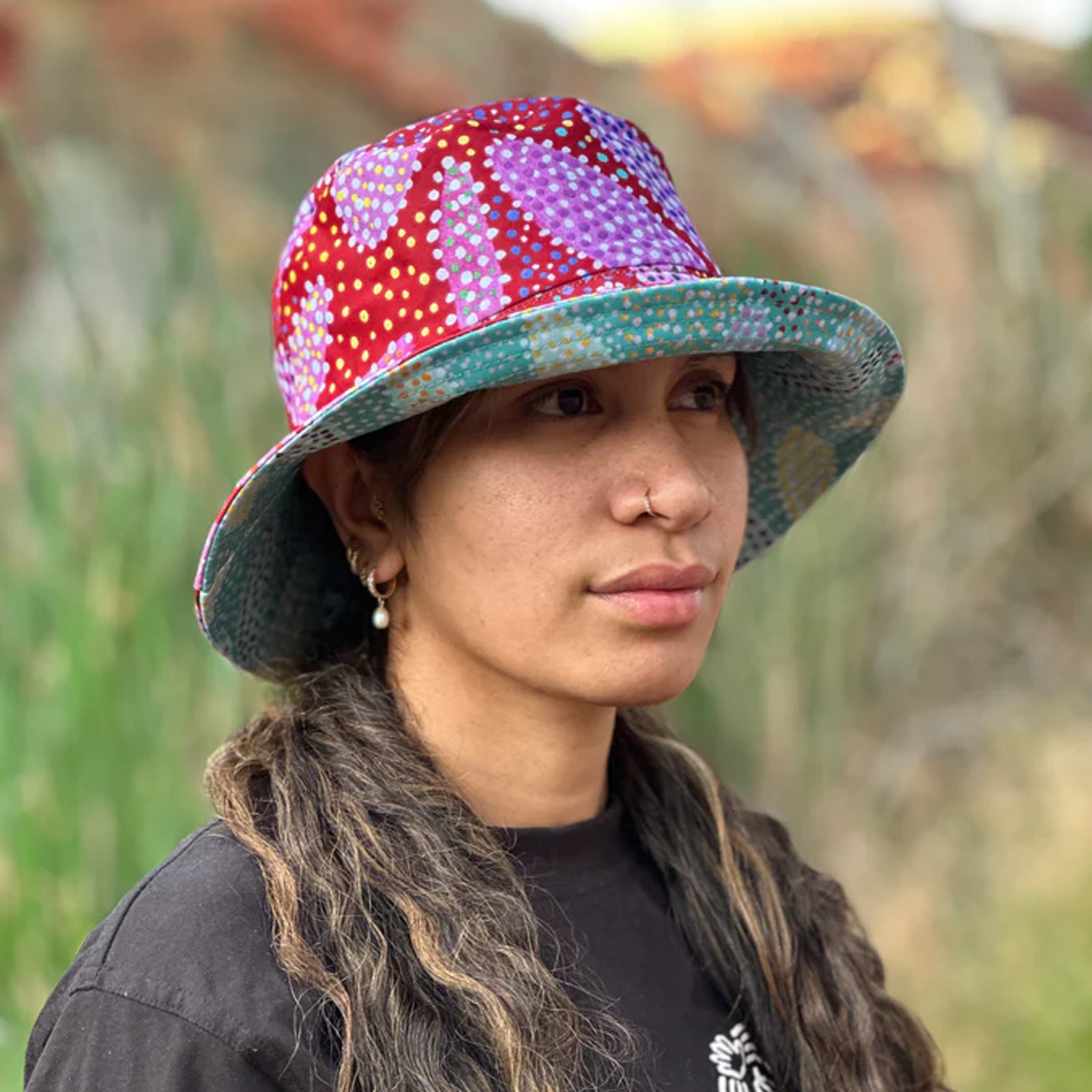 Juluwarlu Group Reversible Bucket Hat - Bajila (Seedpods) Alice Guiness