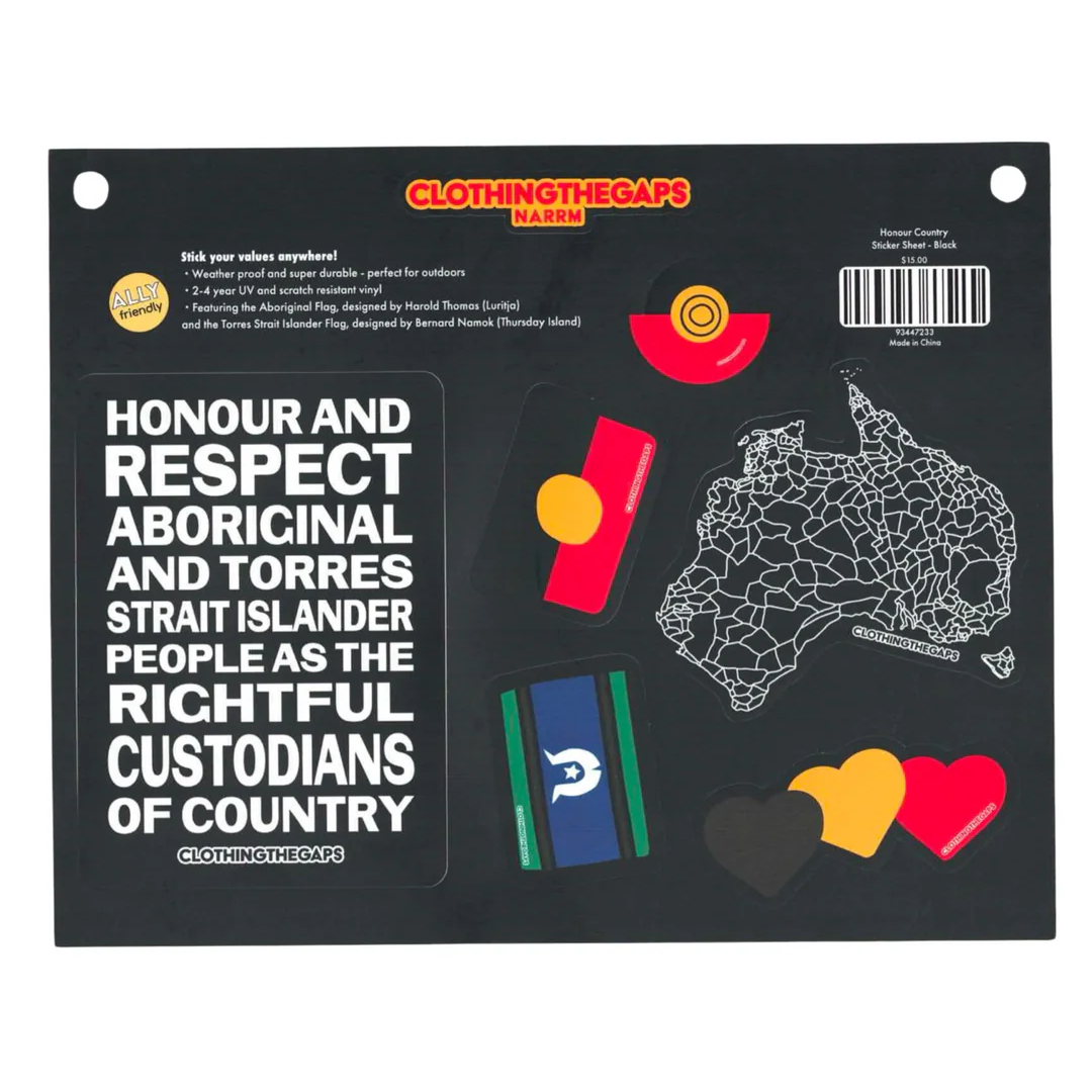 Clothing the Gaps Honour Country Sticker Sheet - Black