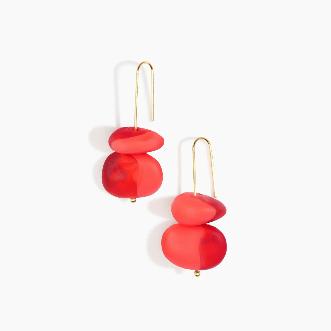 Dinosaur Designs Temple Earth Wire Earrings - Cranberry (Gold)