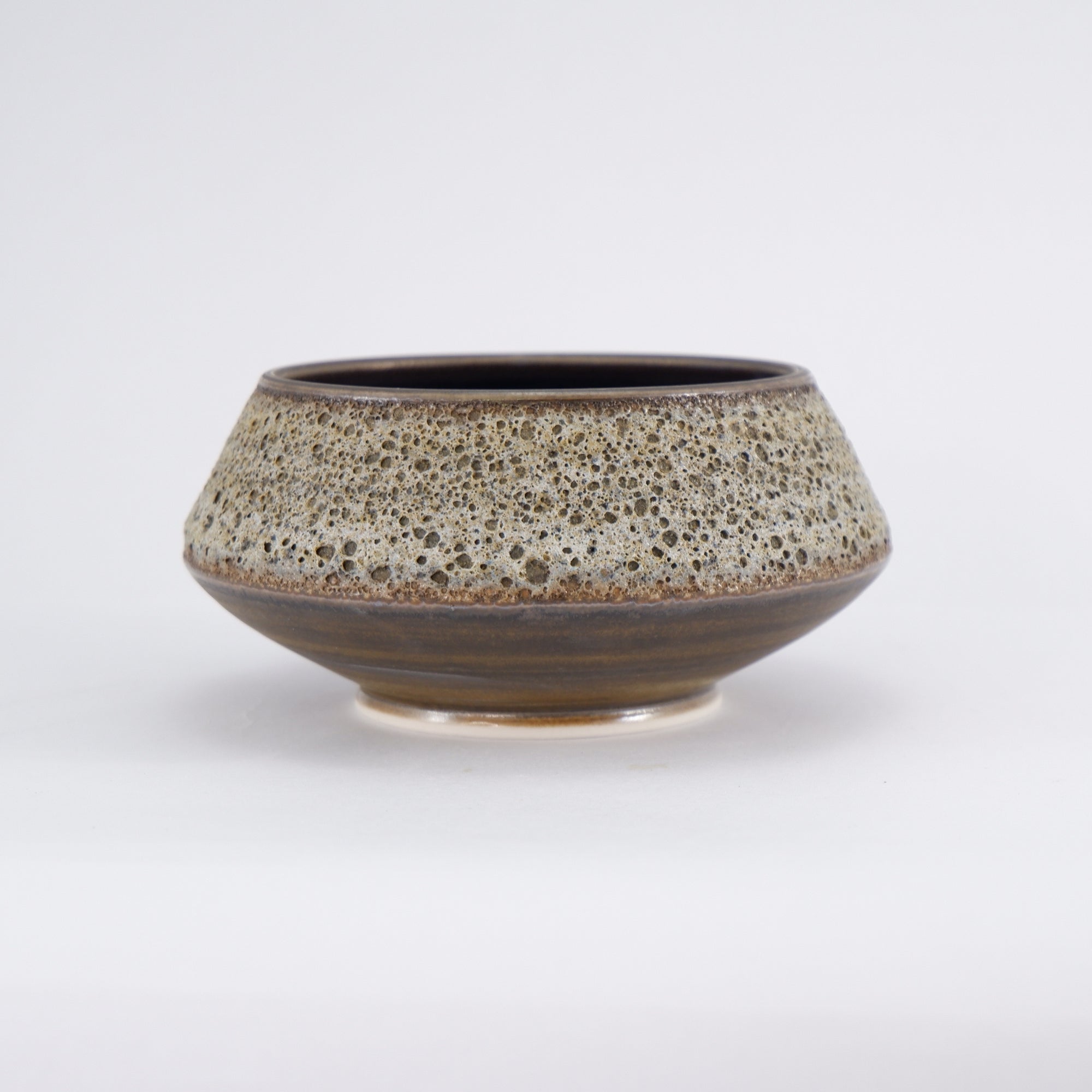 Jackie Masters Angled Bowl - Brown with Deep Blue Inner Glaze