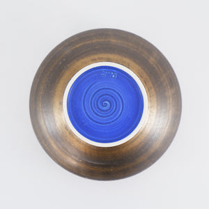 Jackie Masters Angled Bowl - Brown with Deep Blue Inner Glaze