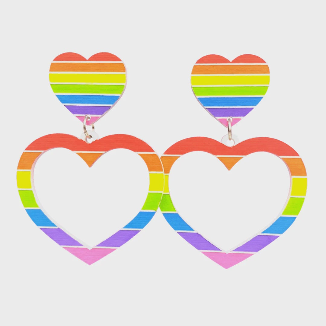 Haus of Dizzy 'Pride Flag' Barbie Heart Earrings