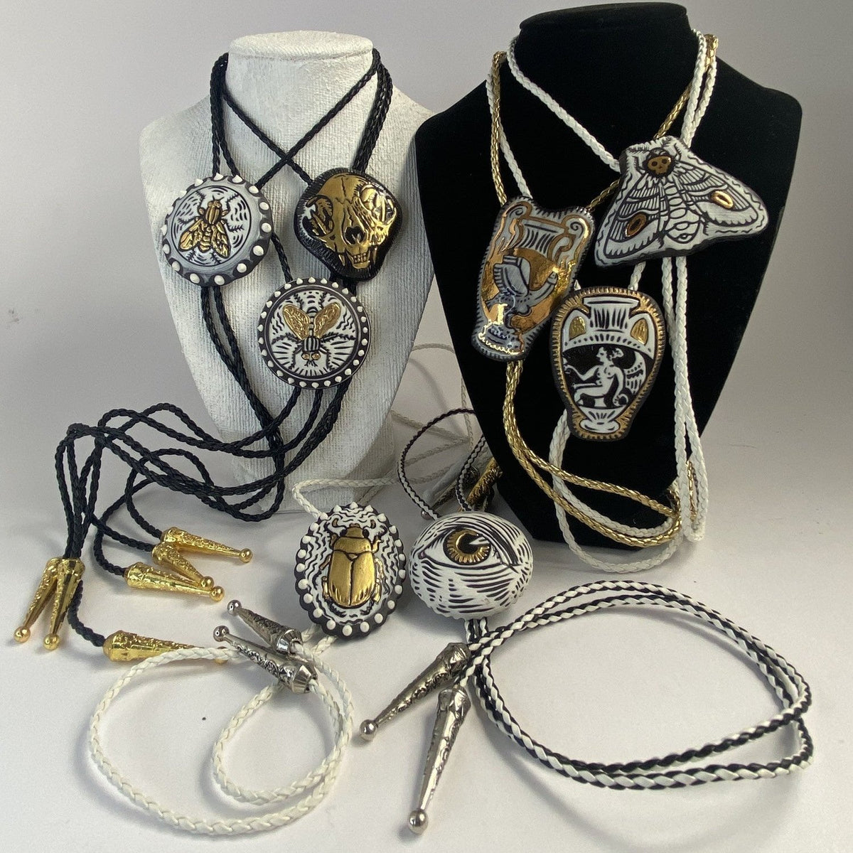 Cat Conner Ceramics - Bolo Tie with Gold Lustre