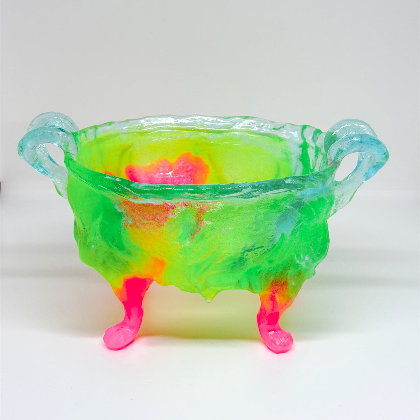 Kate Rohde Medium Paw Bowl - Lime/Aqua/Pink Foot