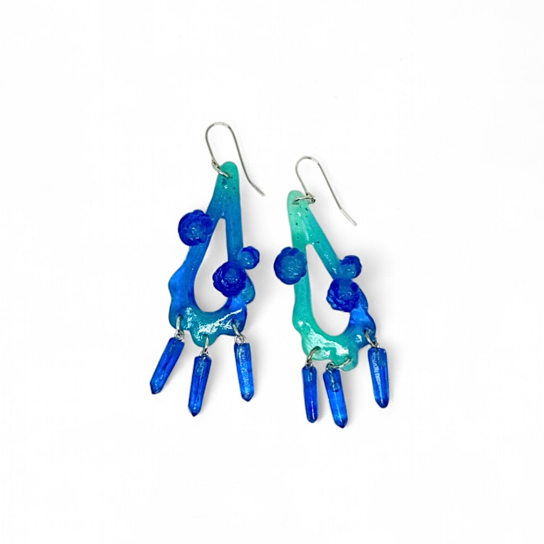 Kate Rohde Teardrop Frill Earrings - Blue