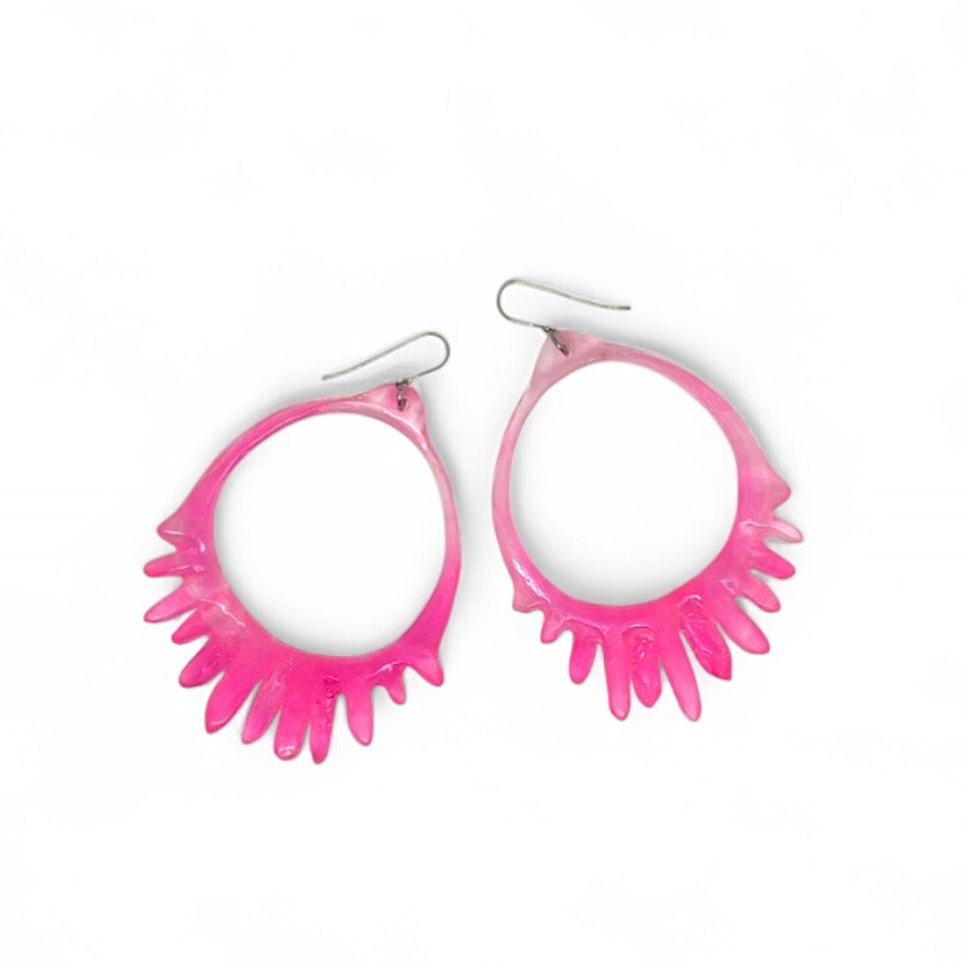 Kate Rohde Large Crystal Hoop Earrings - Pink