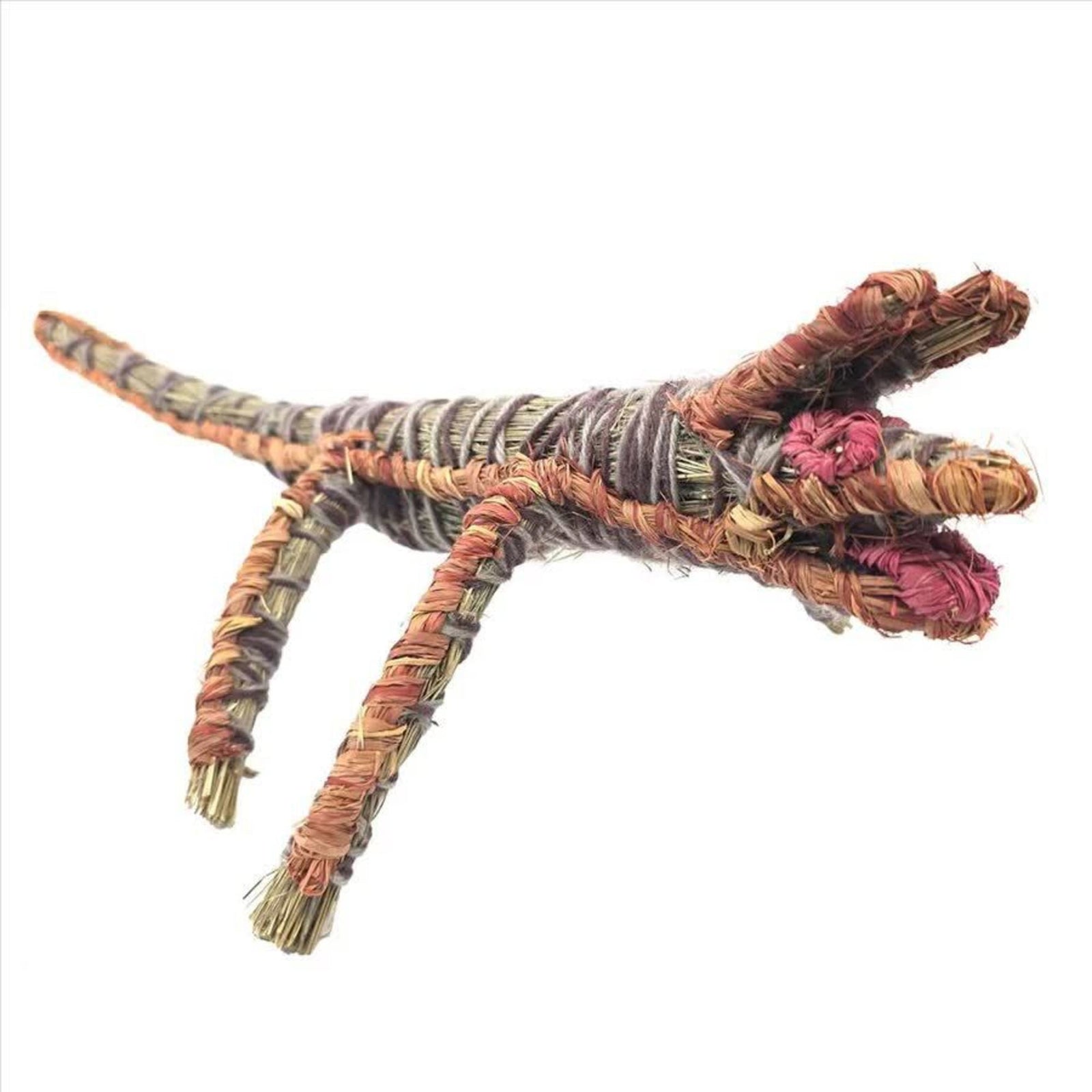 Tjanpi Papa (Dog) Sculpture by Julie Yangki Pink/ Multi