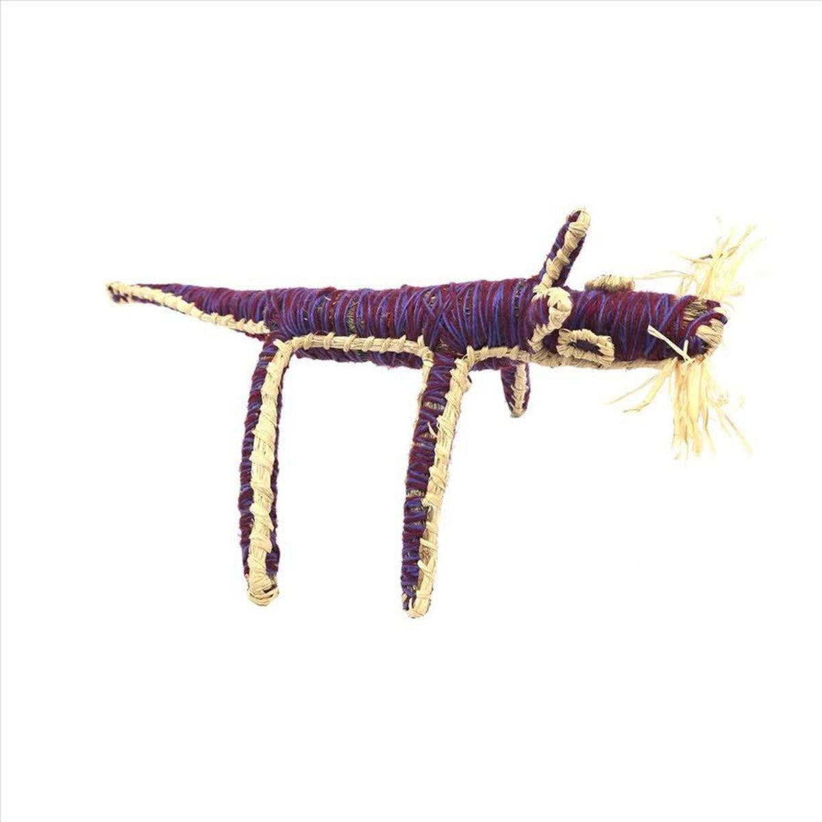 Tjanpi Mingkirri (Mouse) Sculpture by Justine Anderson Purple/ Yellow