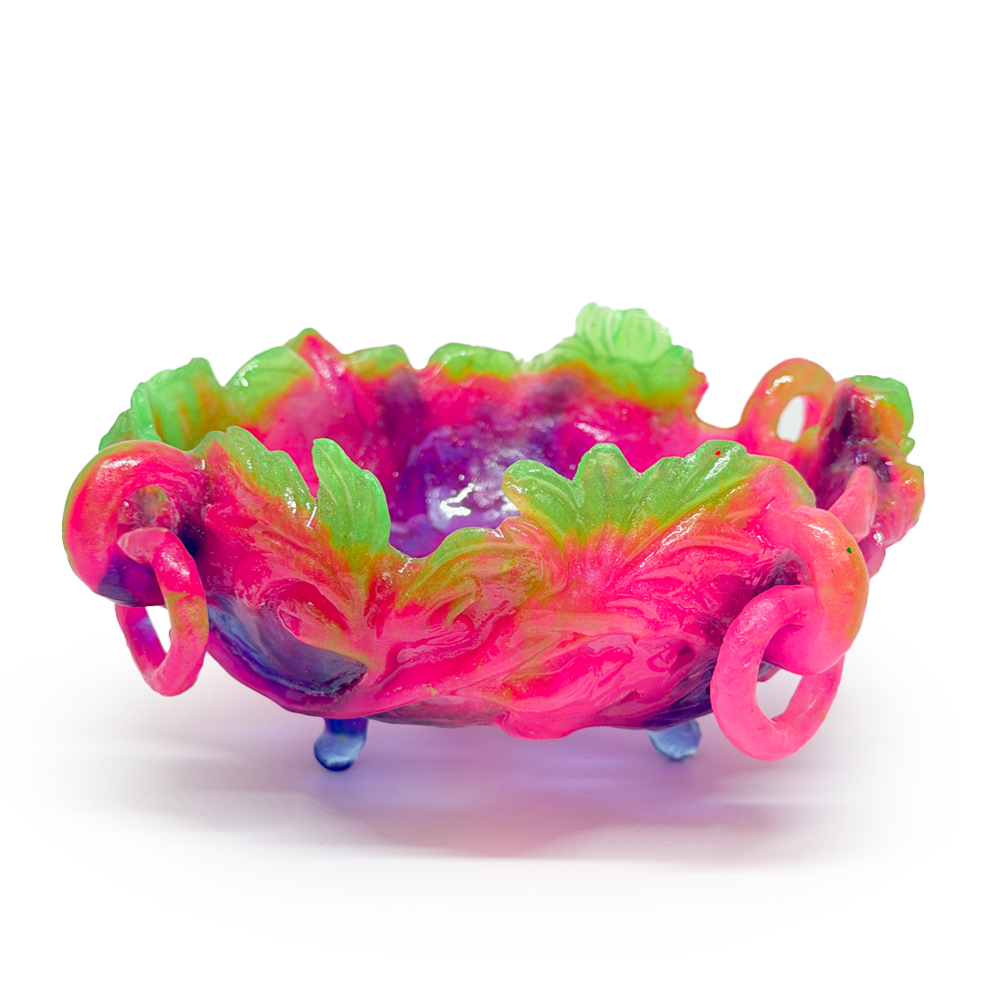 Kate Rohde Chrysanthemum Bowl - Green/Pink/Purple