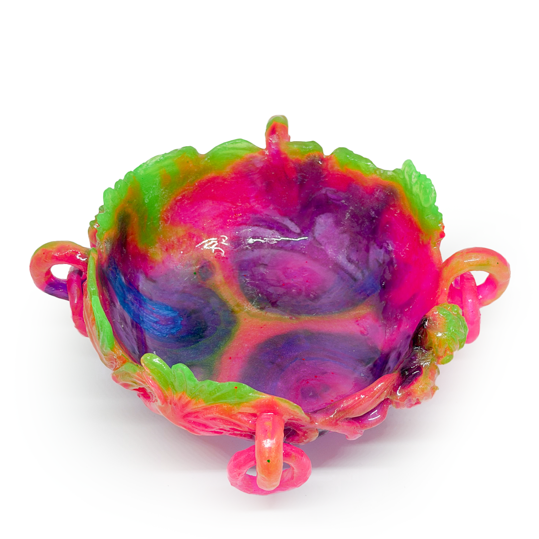 Kate Rohde Chrysanthemum Bowl - Green/Pink/Purple