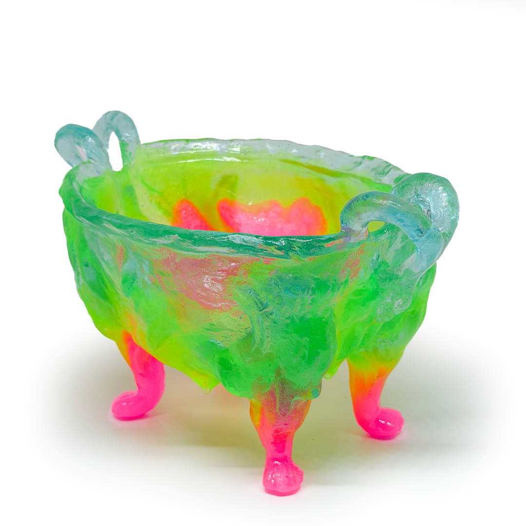 Kate Rohde Medium Paw Bowl - Lime/Aqua/Pink Foot