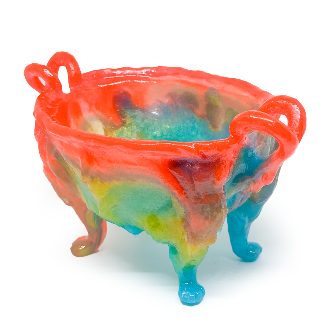 Kate Rohde Medium Paw Bowl - Teal/Orange