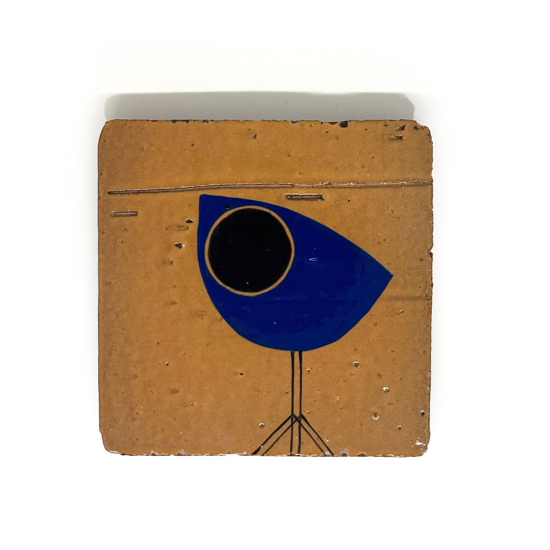 Klopper Single Bird Hand Painted Tile - Blue