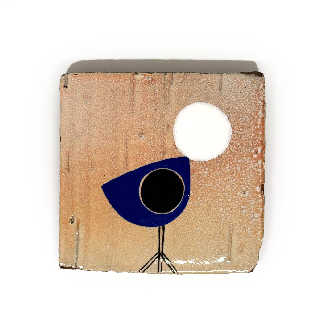 Klopper Bird with Moon Hand Painted Tile