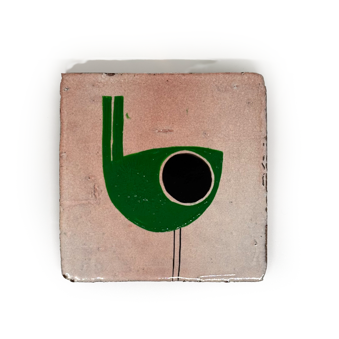 Klopper Single Bird Hand Painted Tile - Green