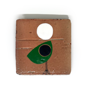 Klopper Single Bird with Moon Hand Painted Tile - Green