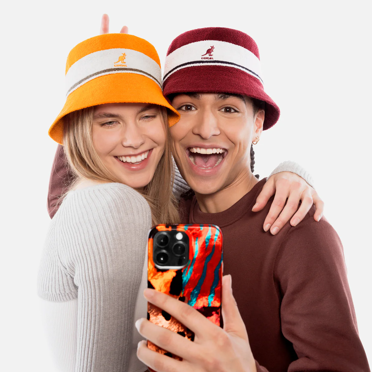 Kangol Bermuda Stripe Bucket Hat - Electric Kumquat