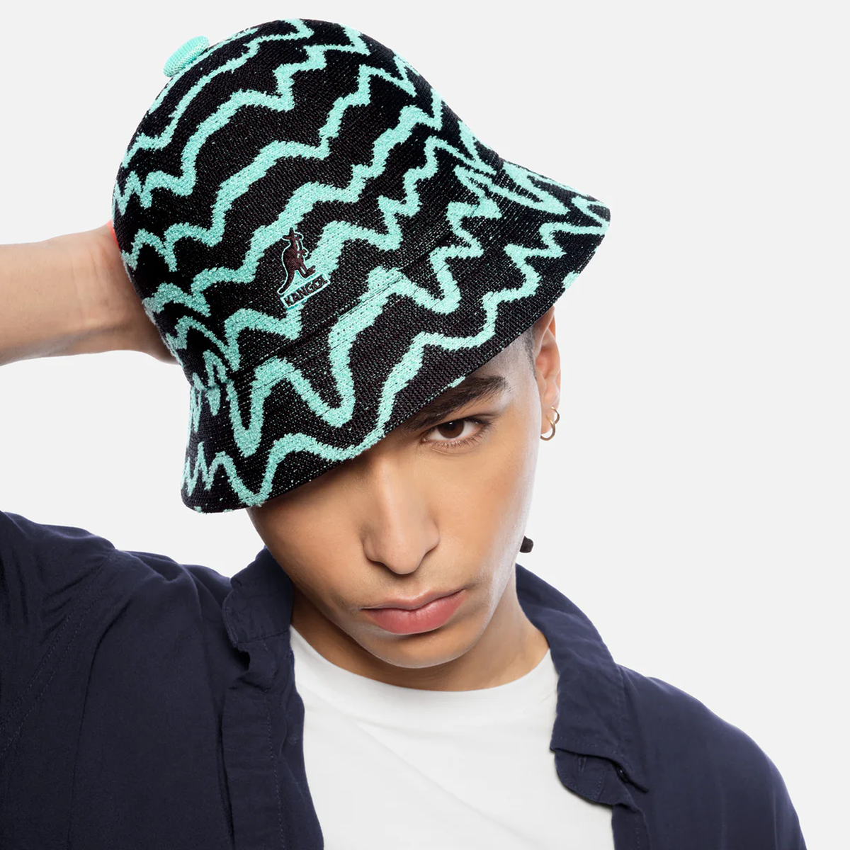 Kangol Meltdown Casual Bucket Hat - Black/Aquatic