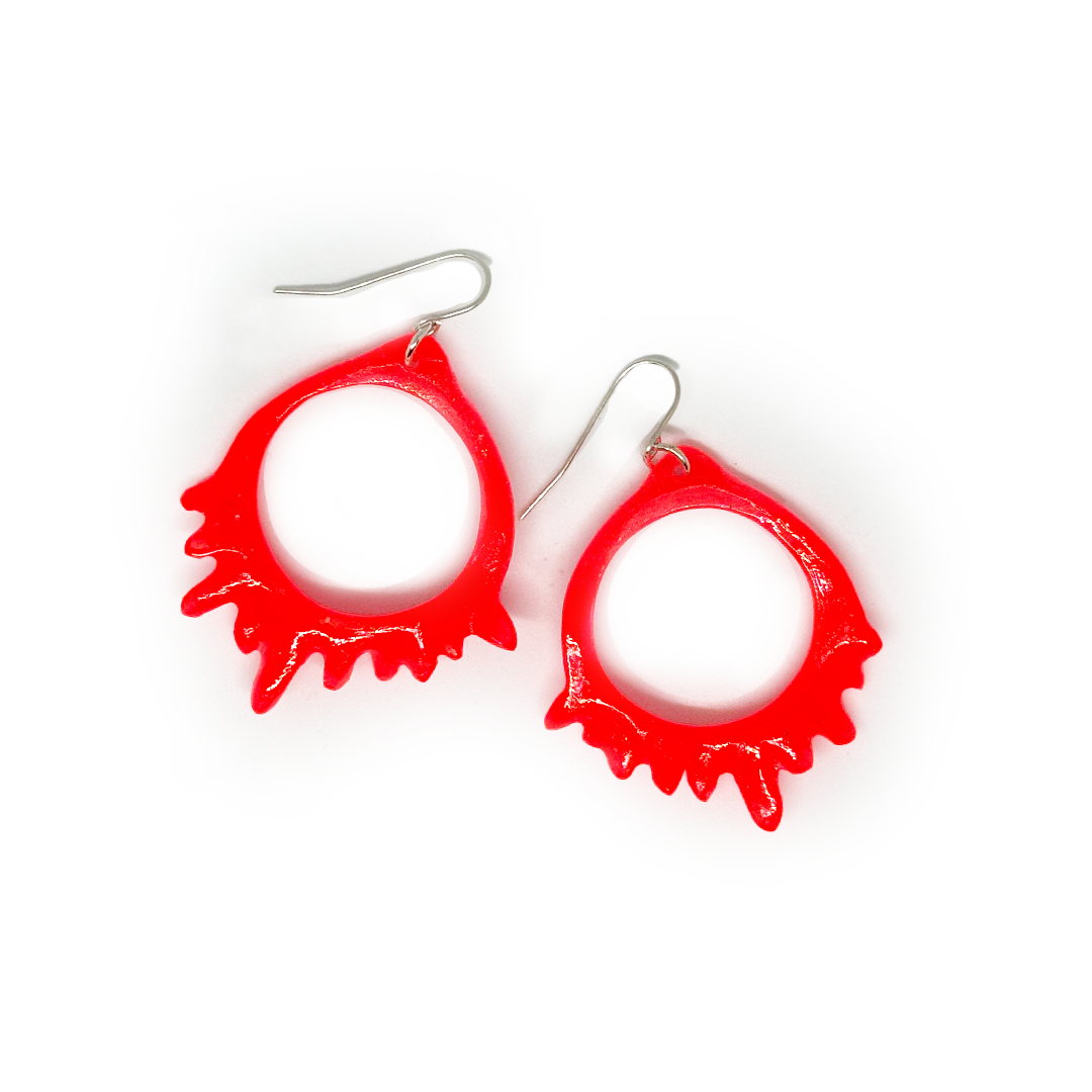 Kate Rohde Small Crystal Hoop Earrings - Red Coral