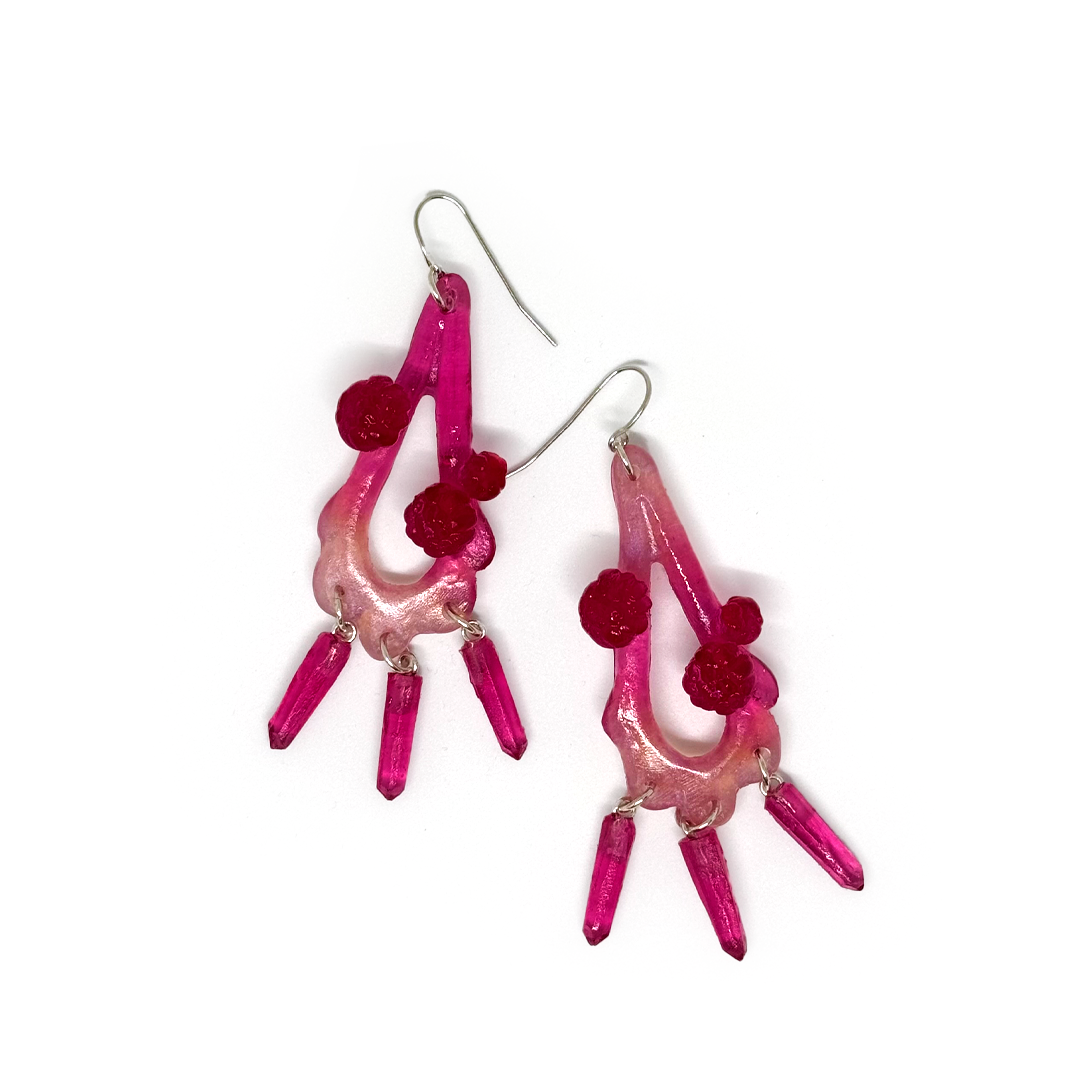 Kate Rohde Teardrop Frill Earrings - Raspberry