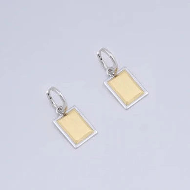 Miro Miro Eama Box Earrings Silver with Gold Ridge