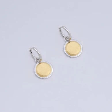 Miro Miro Eama Circle Earrings Silver with Gold Ridge