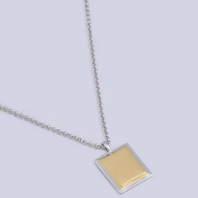 Miro Miro Sigil Box Necklace Silver with Gold Ridge