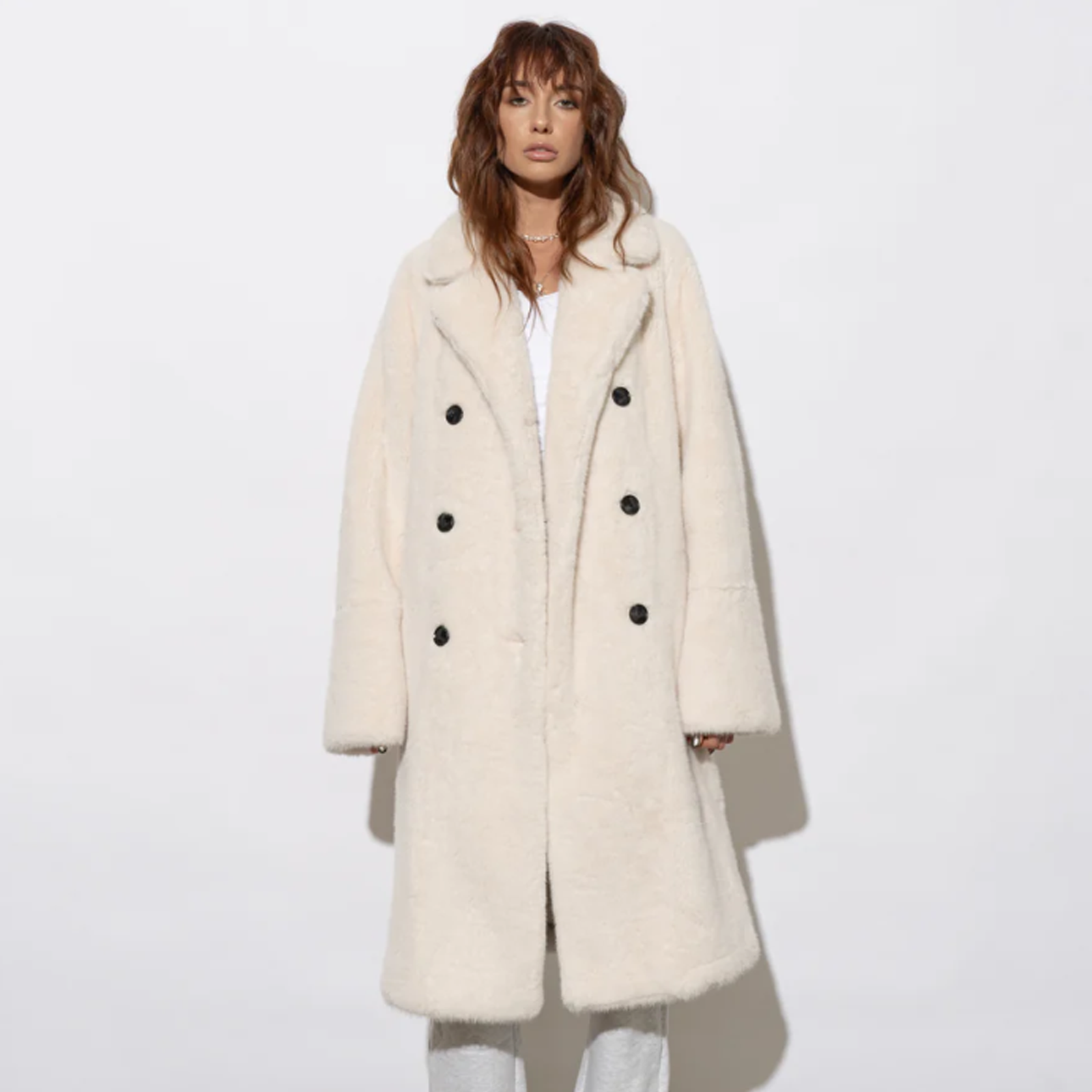 Mode & Affaire Willow Faux Fur Coat - Crème