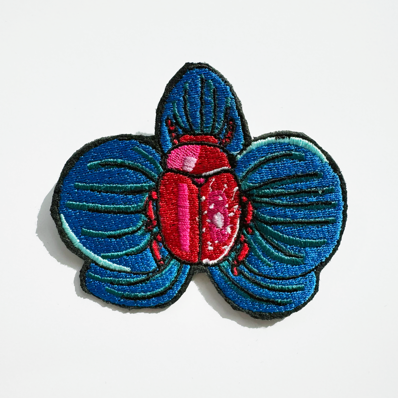 AGWA x NMTafe Embroidered Brooch Beetle on Orchid Butterfly