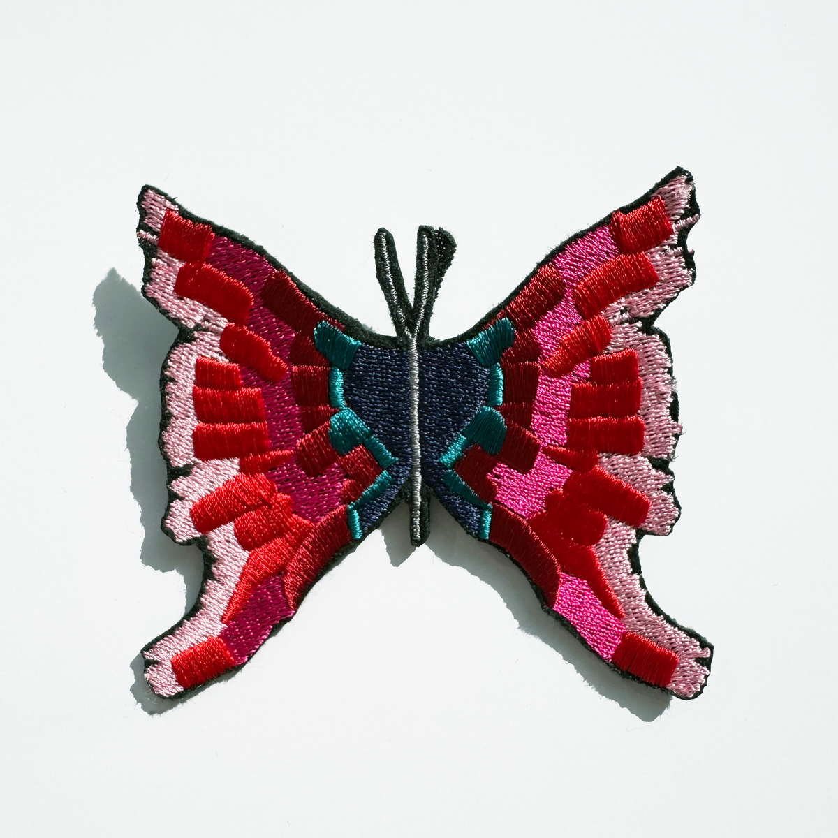 AGWA x NMTafe Embroidered Brooch Pink Ikat Butterfly