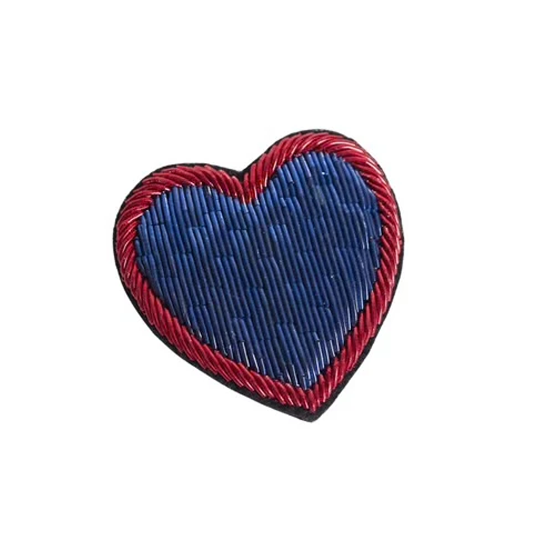 Parisian Cool Heart Brooch - Navy/Red