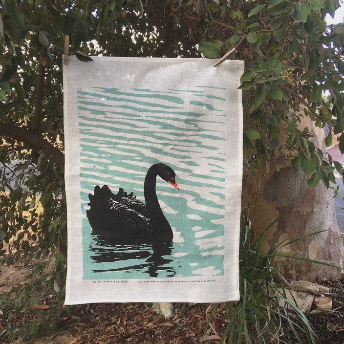 Blue Lawn Designs Tea-Towel Black Swan