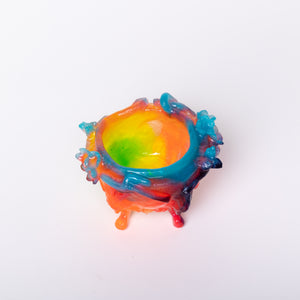 Kate Rohde Small Paw Bowl - Rainbow/Blue Lip