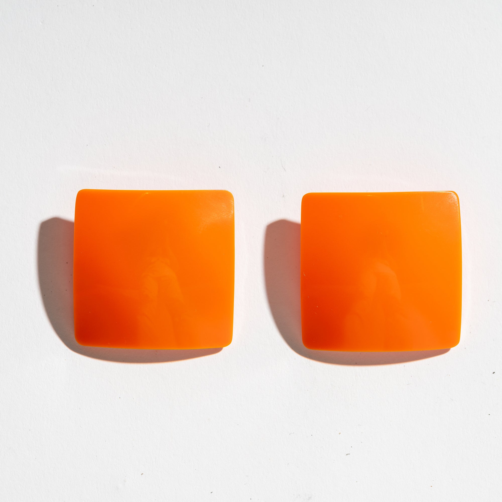Alexandra Blak Lucite Square Earrings Orange