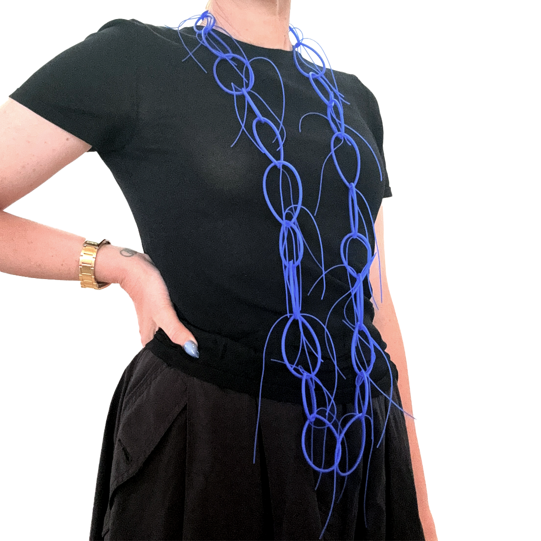 Rosalba Galati Fiocco Loops Necklace - Dark Aquamarine