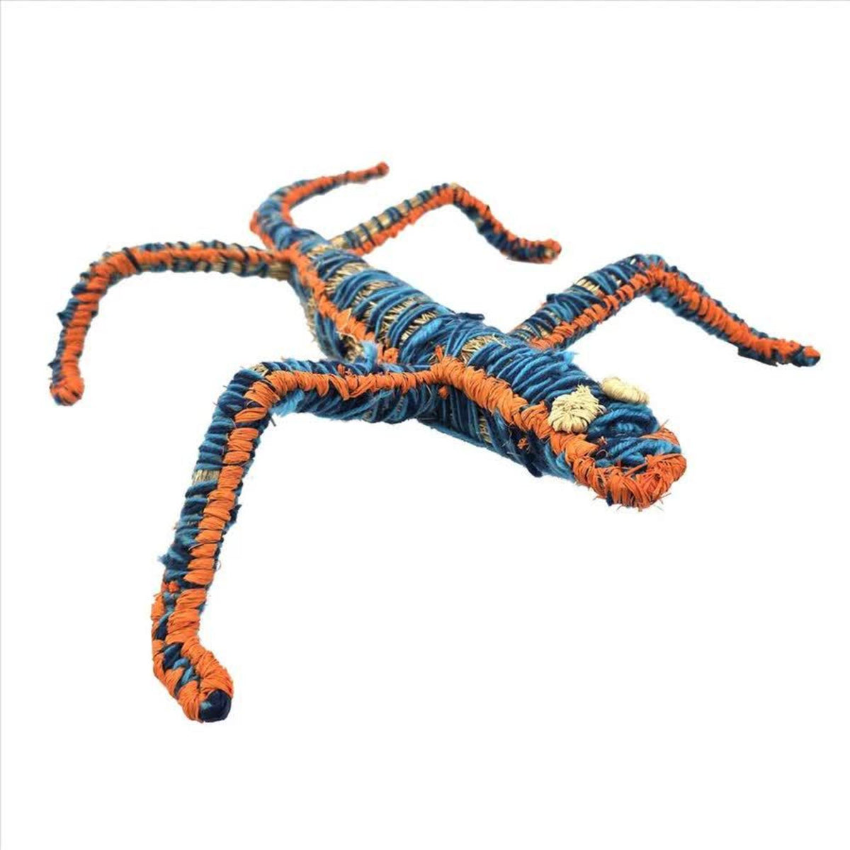 Tjanpi Tinka (Lizard) Sculpture by Sally Bronson Yibardi Blue/ Orange