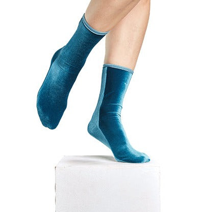 Simone Wild Velvet Socks in Aqua