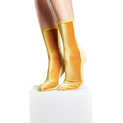 Simone Wild Velvet Socks in Mustard Yellow