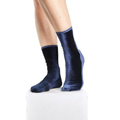 Simone Wild Velvet Socks in Navy