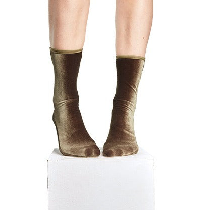 Simone Wild Velvet Socks in Olive Green