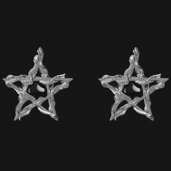 A Midnight Vendetta Snake Pit Earrings - Black Enamel