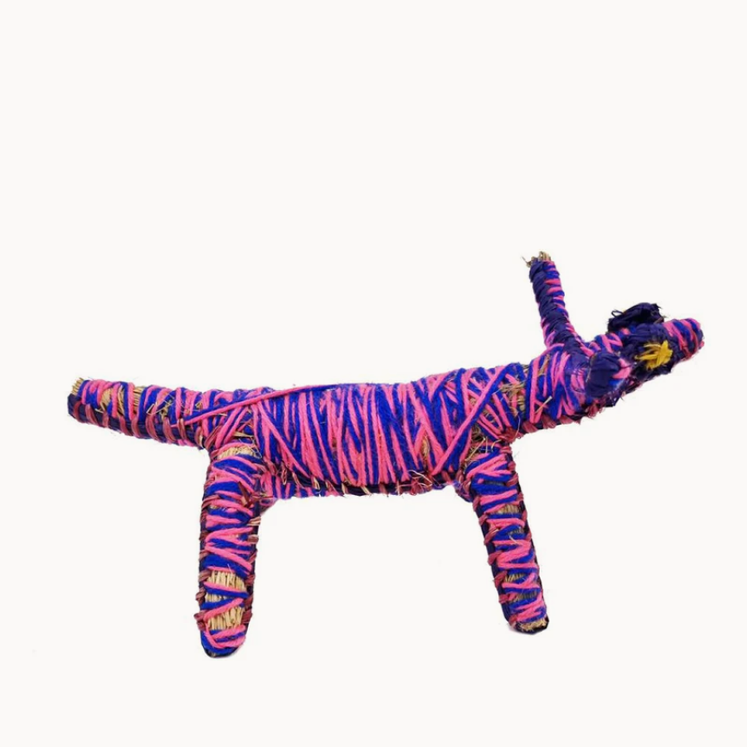 Tjanpi Papa (Dog) Sculpture by Tracey Yates - Pink/Purple