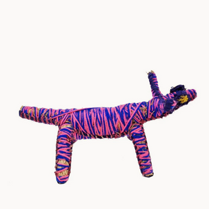 Tjanpi Papa (Dog) Sculpture by Tracey Yates - Pink/Purple