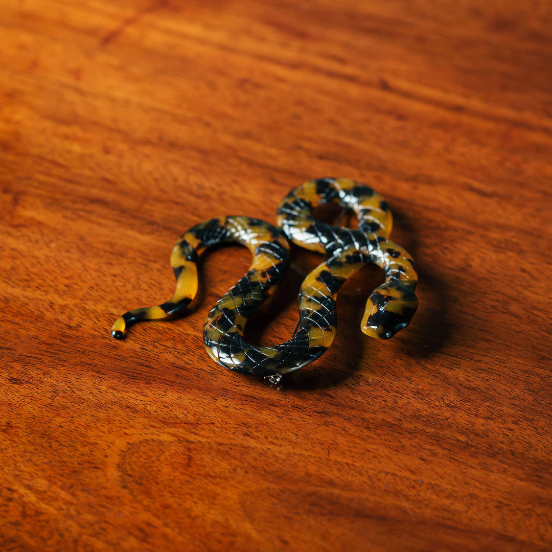 Broochella Animalia Tortoiseshell Snake Brooch Brown