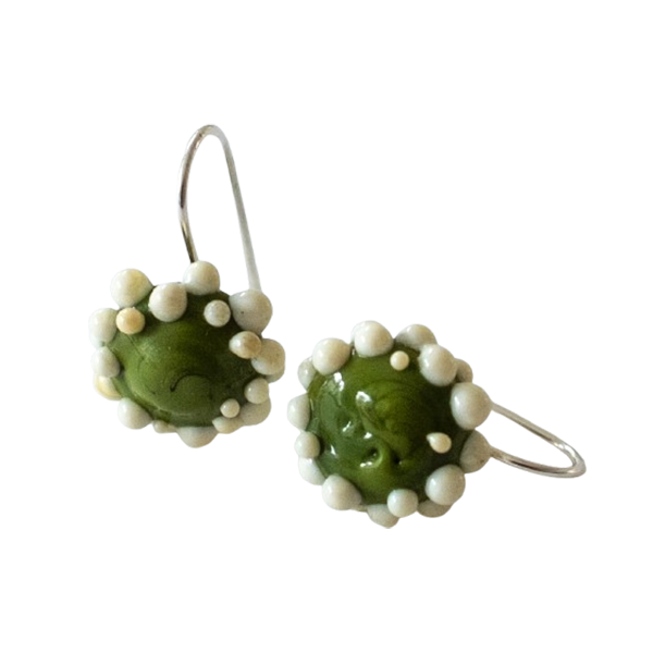 Henschke Jewellery Upsy Daisy Earrings - Olive/White